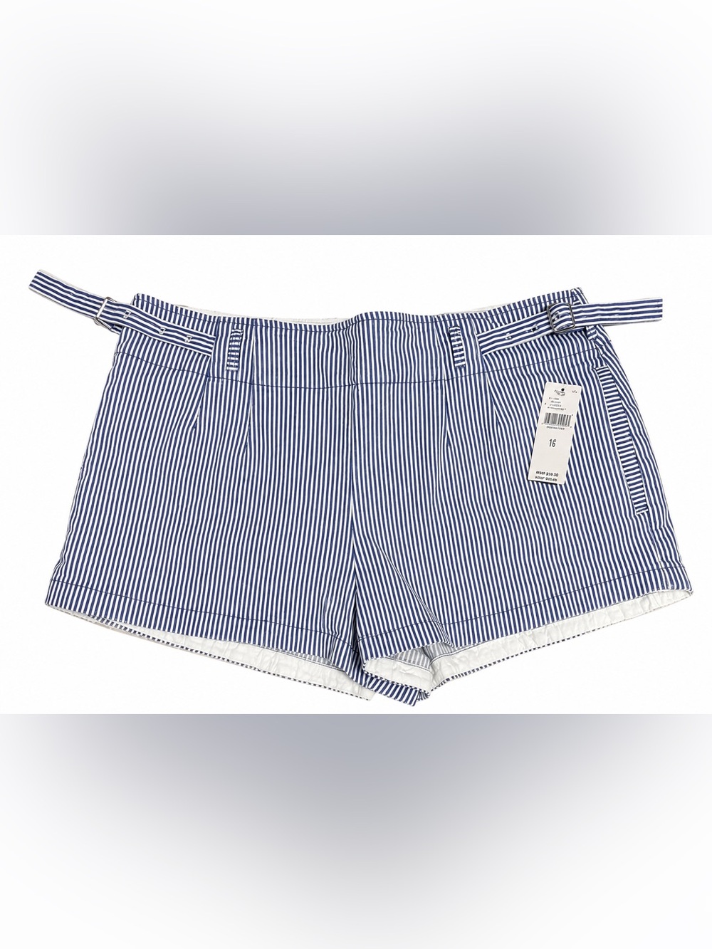 Anthropologie Blue & White Striped Shorts Size 14 NWT